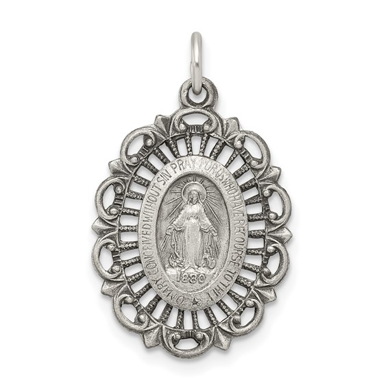 Sterling Silver Antiqued Miraculous Medal