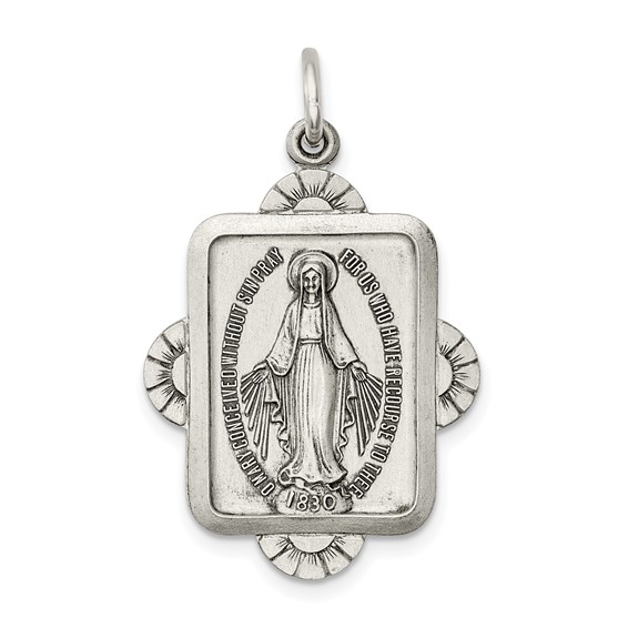 Sterling Silver Antiqued Miraculous Medal