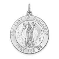 Sterling Silver Rhodium-plated Our Lady of Guadalupe Medal view 1