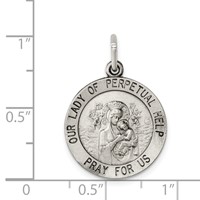 Sterling Silver Antiqued Our Lady of Perpetual Help Round Medal view 3