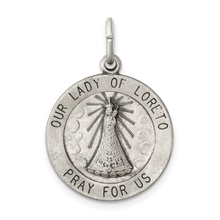 Sterling Silver Antiqued Our Lady of Loreto Medal