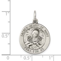 Sterling Silver Antiqued Sacred Heart of Mary Medal view 3
