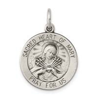 Sterling Silver Antiqued Sacred Heart of Mary Medal view 1