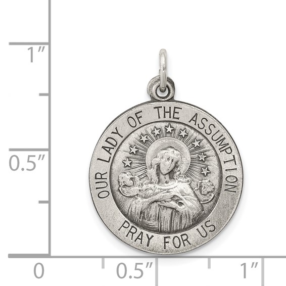 Sterling Silver Antiqued Our Lady of the Assumption Medal