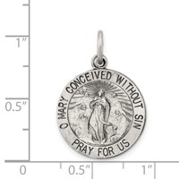 Sterling Silver Antiqued Blessed Mother Medal view 4