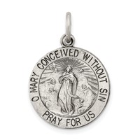 Sterling Silver Antiqued Blessed Mother Medal view 1