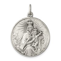 Sterling Silver Antiqued Our Lady of the Holy Scapular Medal view 1