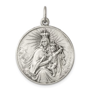 Sterling Silver Antiqued Our Lady of the Holy Scapular Medal
