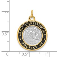 Sterling Silver Platinum-plated & 18K Plated Epoxy St. Christopher Charm view 3