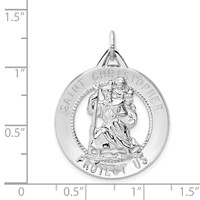 Sterling Silver Rhodium-plated St. Christopher Medal view 4
