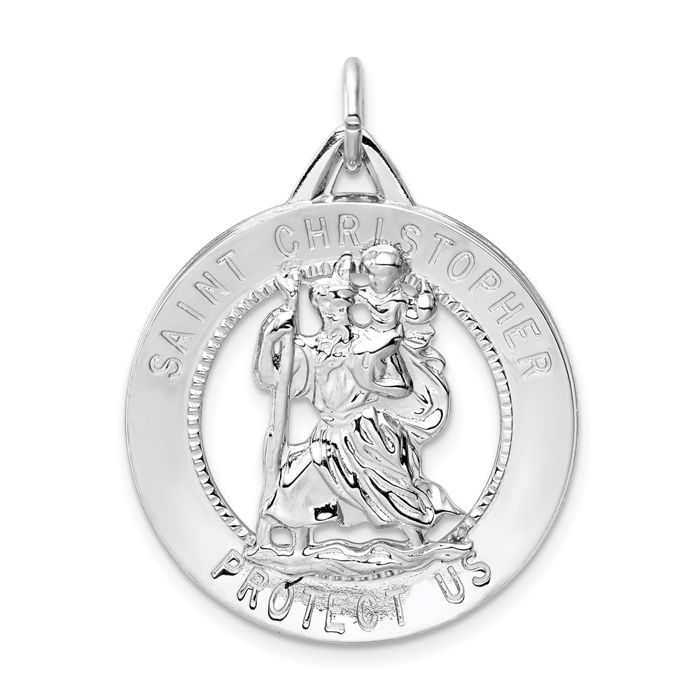 Sterling Silver Rhodium-plated St. Christopher Medal (QC5607)