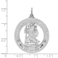 Sterling Silver Rhodium-plated Saint Christopher Medal view 3