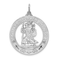 Sterling Silver Rhodium-plated Saint Christopher Medal view 1