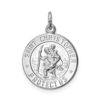 Sterling Silver Rhodium-plated Saint Christopher Medal view 1
