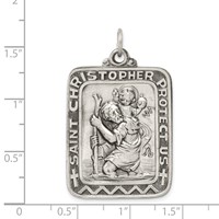 Sterling Silver Antiqued Saint Christopher Medal view 3