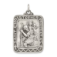 Sterling Silver Antiqued Saint Christopher Medal view 1