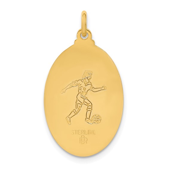 Sterling Silver 24k Gold-plated  Saint Christopher Soccer Medal
