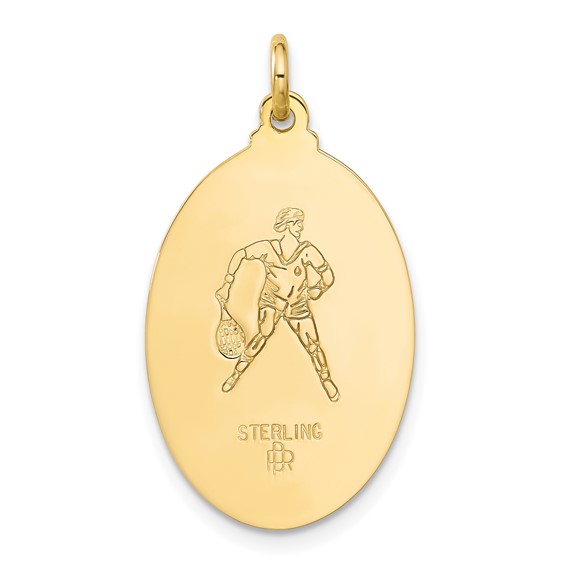 Sterling Silver 24k Gold-plated Tennis Saint Christopher Medal Pendant
