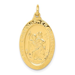 Sterling Silver 24k Gold-plated Tennis Saint Christopher Medal Pendant