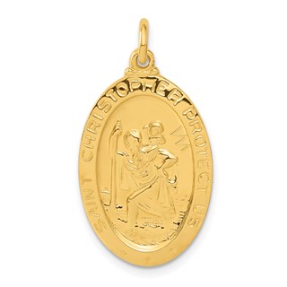 Sterling Silver 24k Gold-plated Saint Christopher Bowling Medal Pendant
