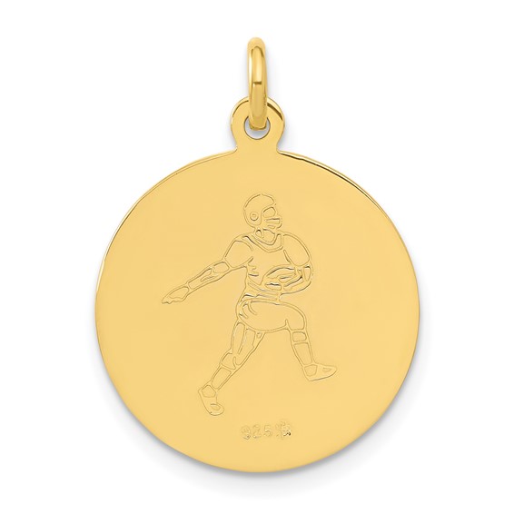 Sterling Silver 24k Gold-plated Football St. Christopher Medal