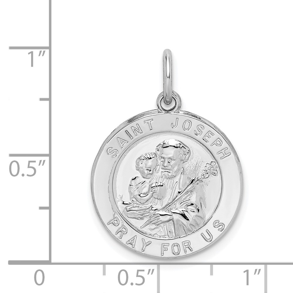 Sterling Silver Rhodium-plated Saint Joseph Medal (QC5682)