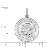 Sterling Silver Rhodium-plated Saint Joseph Medal view 4