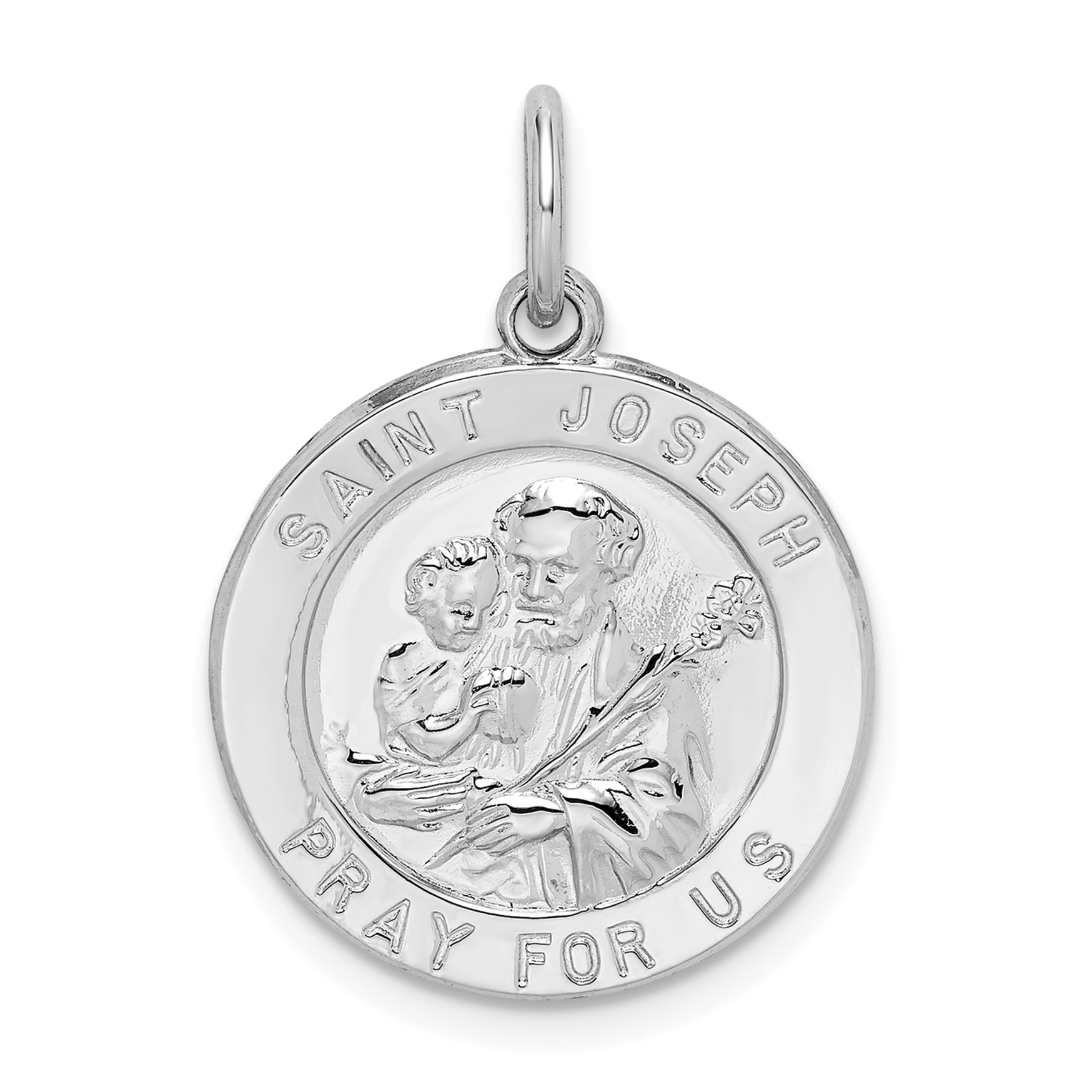 Sterling Silver Rhodium-plated Saint Joseph Medal (QC5682)