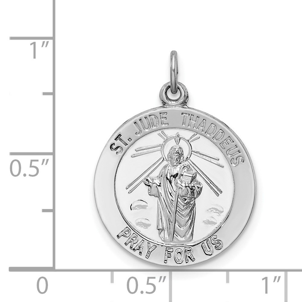 Sterling Silver Rhodium-plated Saint Jude Thaddeus Medal (QC5690)
