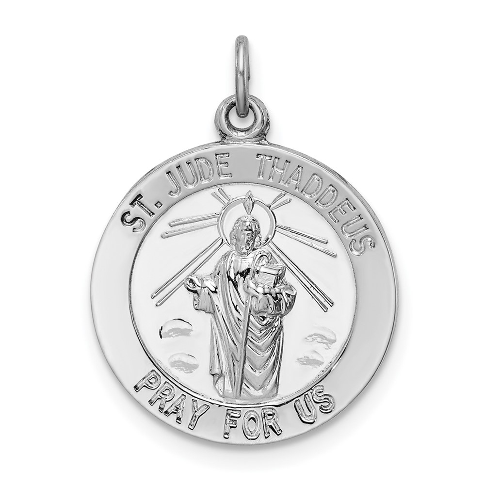 Sterling Silver Rhodium-plated Saint Jude Thaddeus Medal (QC5690)