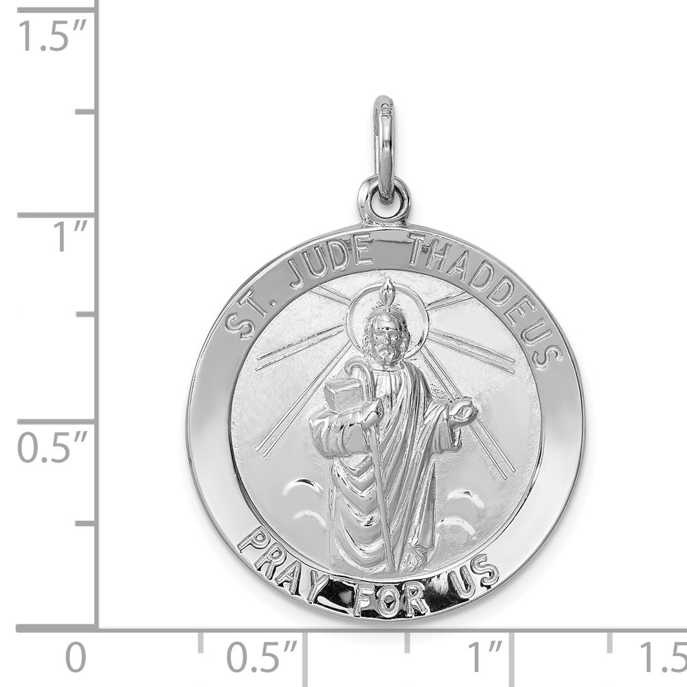 Sterling Silver Rhodium-plated Saint Jude Thaddeus Medal (QC5691)