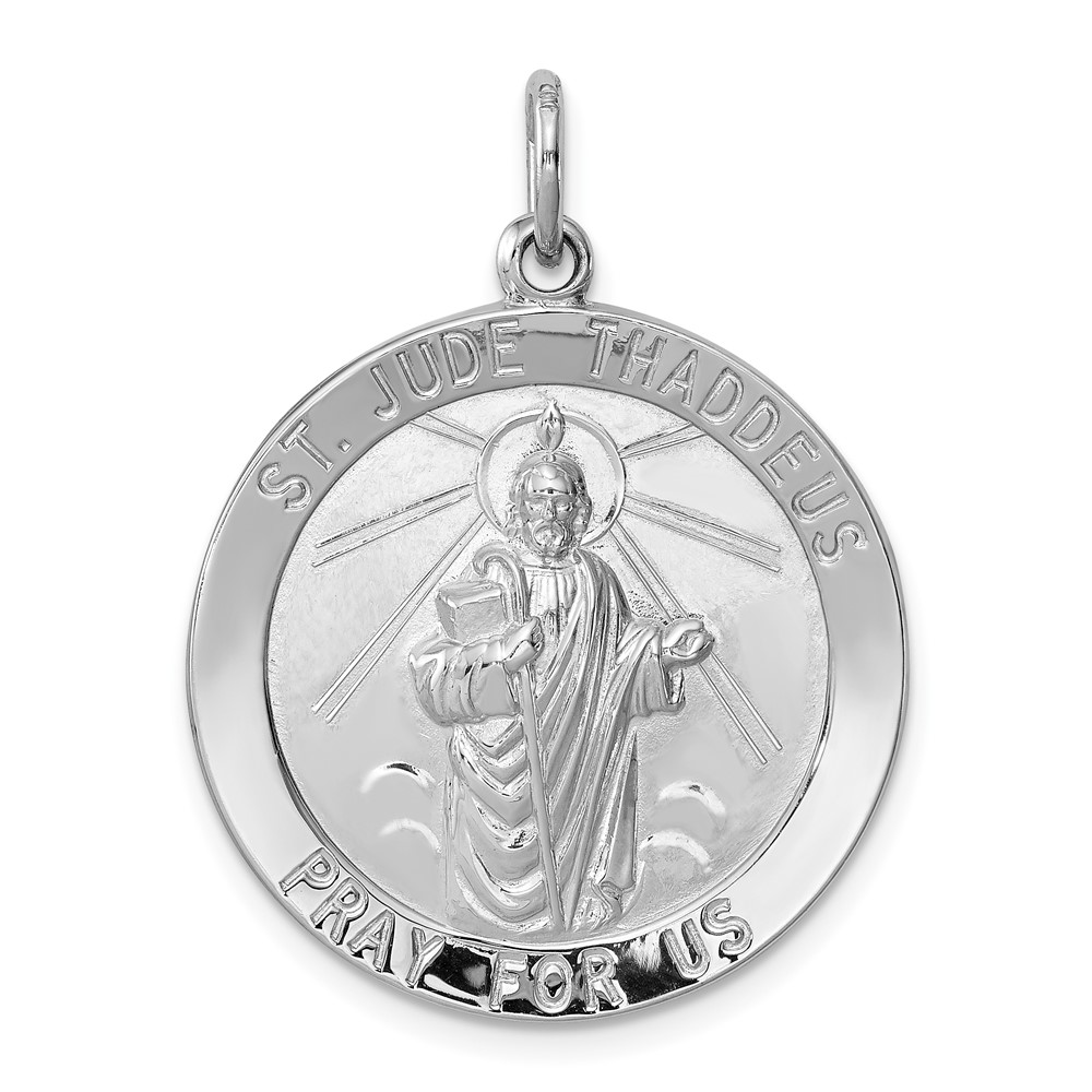 Sterling Silver Rhodium-plated Saint Jude Thaddeus Medal (QC5691)