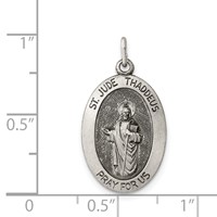 Sterling Silver Antiqued Saint Jude Thaddeus Medal view 3