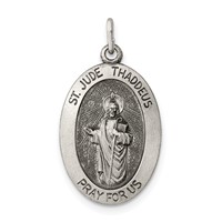 Sterling Silver Antiqued Saint Jude Thaddeus Medal view 1