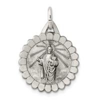 Sterling Silver Antiqued Saint Jude Thaddeus Medal view 1