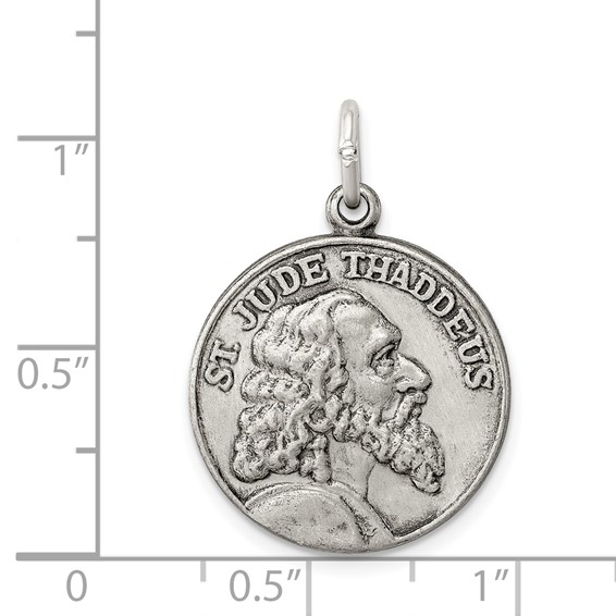 Sterling Silver Saint Jude Thaddeus Antiqued Medal