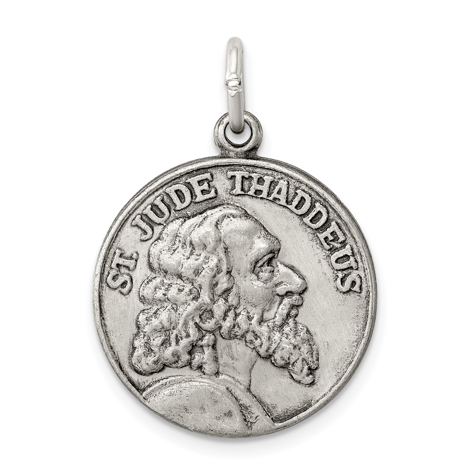 Sterling Silver Saint Jude Thaddeus Antiqued Medal (QC5694)
