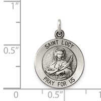 Sterling Silver Antiqued Saint Lucy Medal view 3