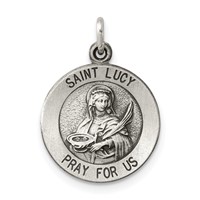Sterling Silver Antiqued Saint Lucy Medal view 1