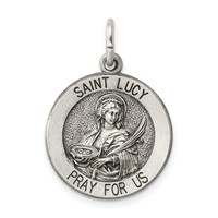 Sterling Silver Antiqued Saint Lucy Medal view 1