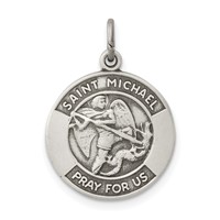 Sterling Silver Antiqued Saint Michael Medal view 1