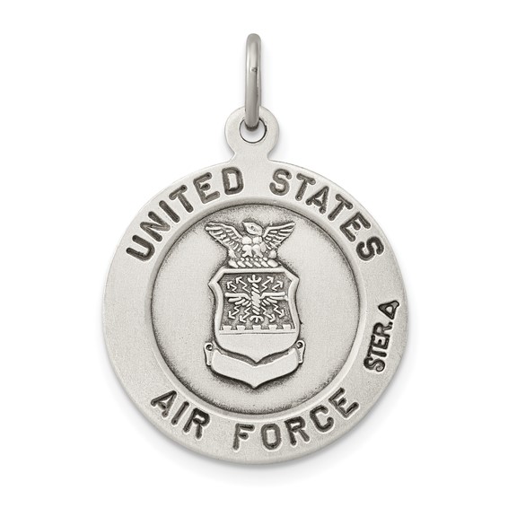 Sterling Silver Antiqued Saint Michael Air Force Medal