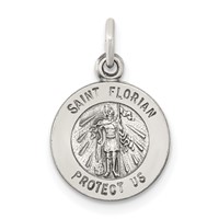 Sterling Silver Antiqued Saint Florian Medal view 1