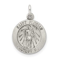 Sterling Silver Antiqued Saint Florian Medal view 1