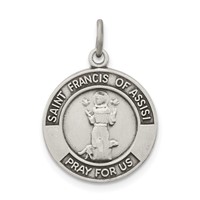 Sterling Silver Antiqued Saint Francis of Assisi Medal view 1