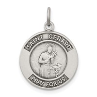 Sterling Silver Antiqued St. Gerard Medal Pendant view 1