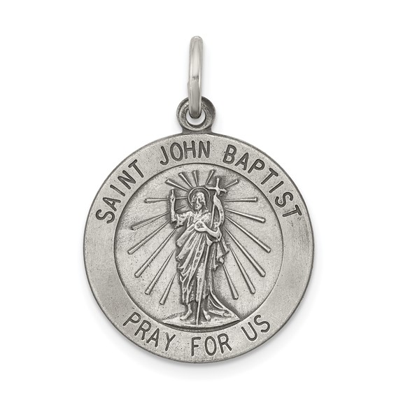 Sterling Silver Antiqued Saint John the Baptist Medal