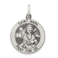 Sterling Silver Antiqued Saint Mark Medal view 1