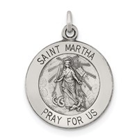 Sterling Silver Antiqued Saint Martha Medal view 1