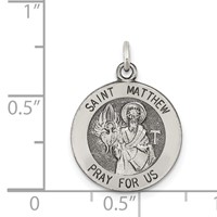Sterling Silver Antiqued Saint Matthew Medal view 4